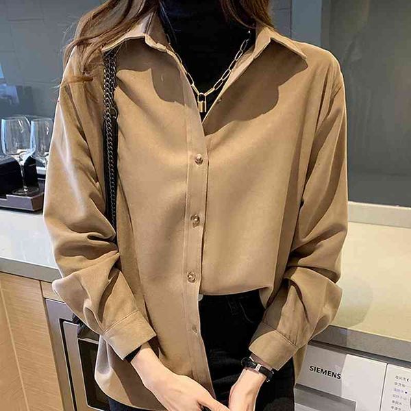 

long sleeve solid blouse shirt women blouse women blusas mujer de moda turn down collar office lady blouse blusa e454 210602, White