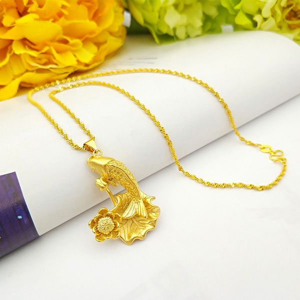 

vivid fish pattern 18k yellow gold filled women girl pendant chain necklace unique style fashion jewelry, Silver