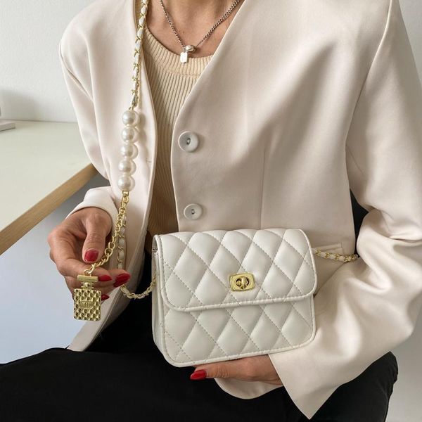 

evening bags chain crossbody for women luxury leather shoulder bag rhombus lattice messenger female quilted small flap hand sac