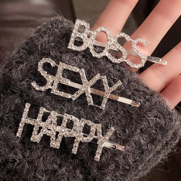 

hair clips & barrettes 1pc letter crystal shiny rhinestone alloy barrette personality word sweet girls hairpin headbands accessories 36, Golden;silver