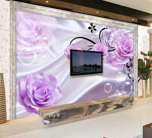

wallpapers custom po wallpaper 3d floral purple rose silk background modern simple romantic living room bedroom wall design mural paper