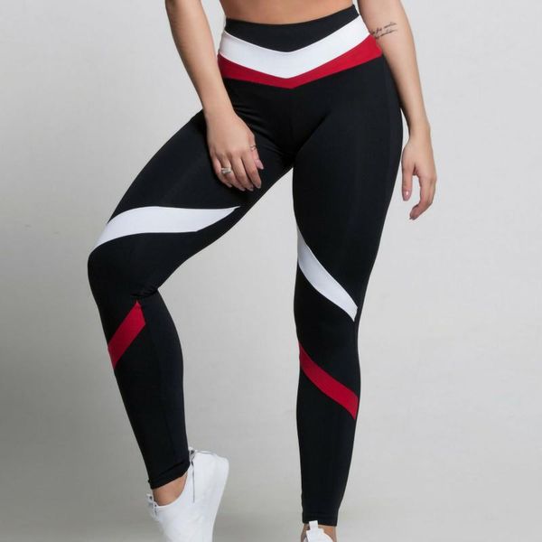 

women's leggings mixed color printed stretch pants dance high waist leggins push up seamless sports gym clothing, Black