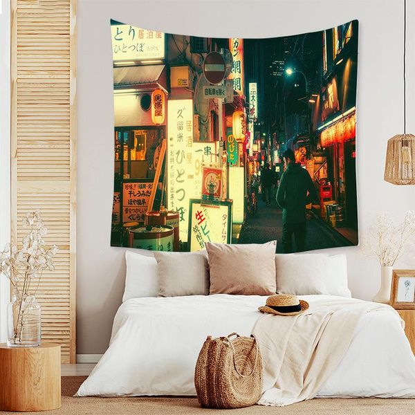 

tapestries tokyo nightlife tapestry bedroom wall hanging home harajuku style decoration japanese hippie decorative print cloth