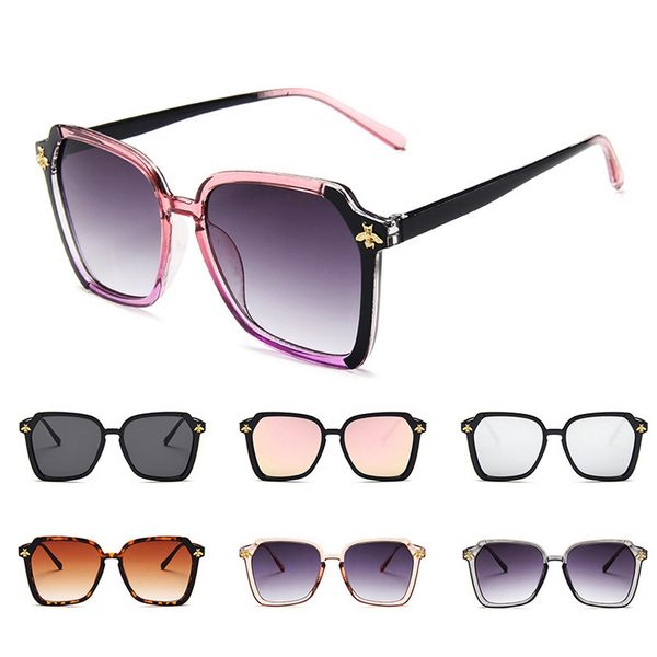

bee square sunglasses women eyewear men vintage shades sun glasses female 7 colors shades eyeglasses uv400, White;black