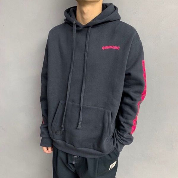 

fashion brand new crosin cross sanskrit horseshoe pink print hooded fleece sweater men's and wo, Black