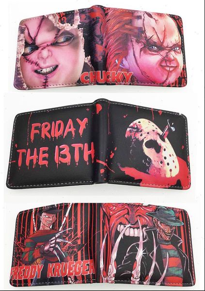 

cartoon short wallet chucky purse with credit card holder mens black friday street style multifunctional money bag, Red;black