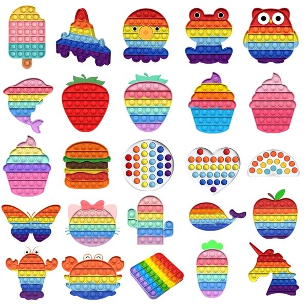 

rainbow color push fidget toys fruit sensory push bubble fidget sensory autism special needs anxiety stress reliever for office decompressio