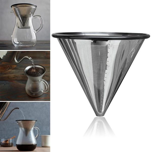 

coffee filters 1 x filter stainless steel pour over reusable cone dripper maker in stock 2021