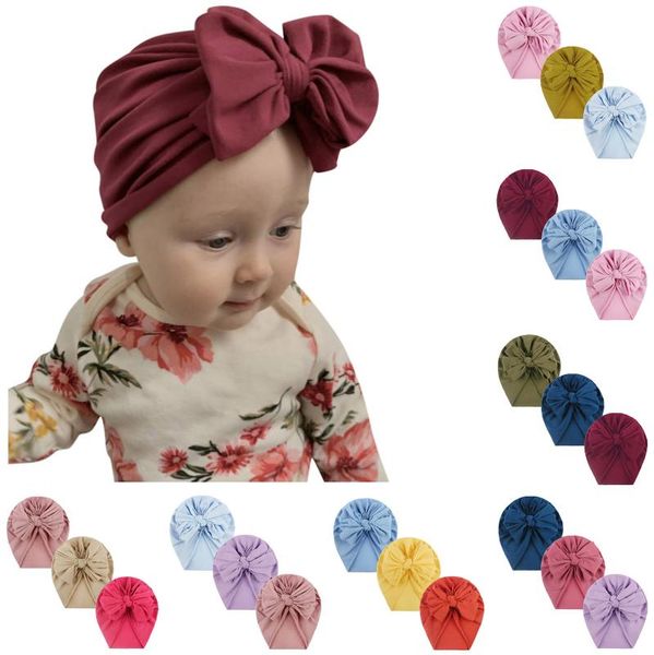

caps & hats 3pcs toddler kids baby boys girls solid bow knotted hat beanie headwear accessories born turban knot hair, Yellow