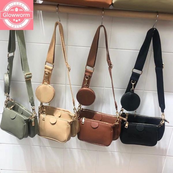 

fashion solid color pu leather shoulder messenger bag casual crossbody bags women handbags totes bag 3 sets evening clutch purse