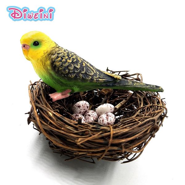 DIY Papagaio Ninho Pássaro Ninho Egg Simulação Animais Plásticos Modelo Estatueta Uma Peça Figura Figura Quente Brinquedos Hot Set Presente Para Crianças Crianças C0220