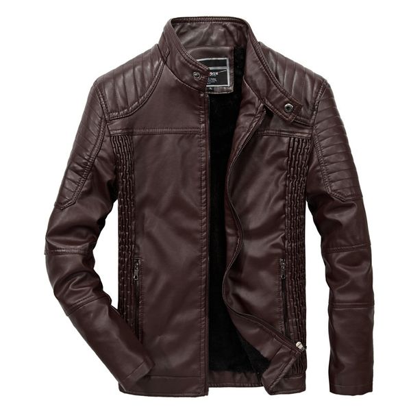 

2021 new men winter thick leather spring autumn fashion pu casual biker jacket male outerwear & coats a7en, Black;brown