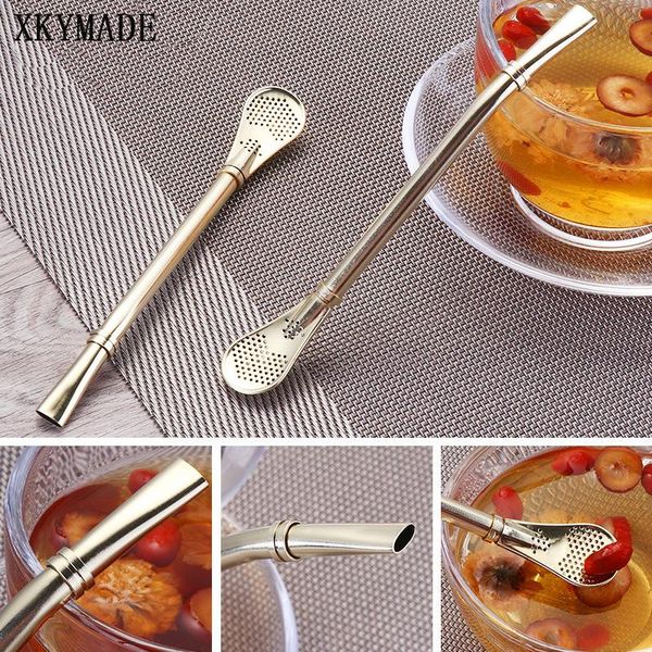 

drinking straws stainless steel tea strainer spoon eco-friendly cocktail shaker coffee filtered spoons bar party supply