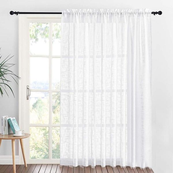 

curtain & drapes black gray linen sheer curtains gradient semi voile grommet window for bedroom living room 132*240cm