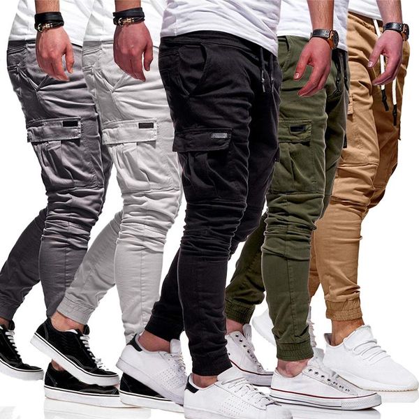 

men's pants cargo men hip hop multi pockets outdoor sport joggers trousers street wear pantalons pour hommes, Black