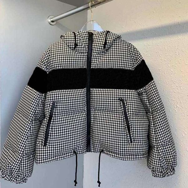 

21ss designer women's down coat casual jacket parkas houndstooth windbreaker novelty women clothing warm zipper thick, Black