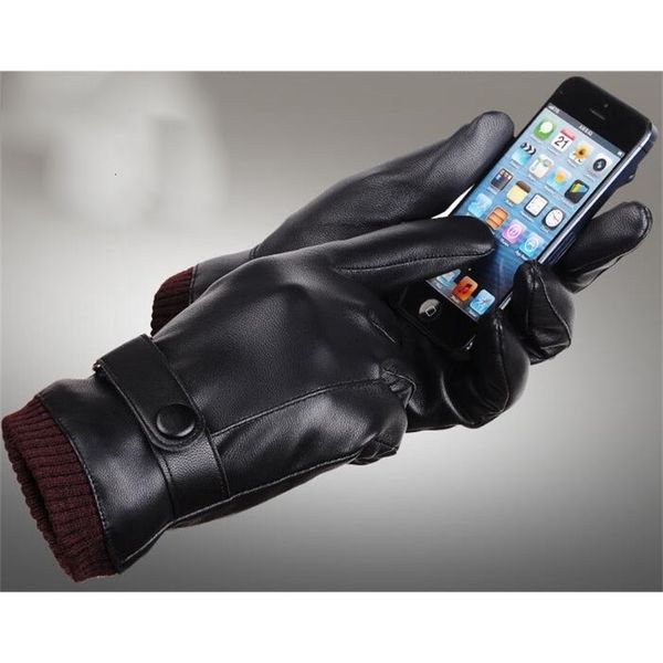 

mens womens designer pu winter five fingers finger protected warm keeping faux leather gloves, Blue;gray