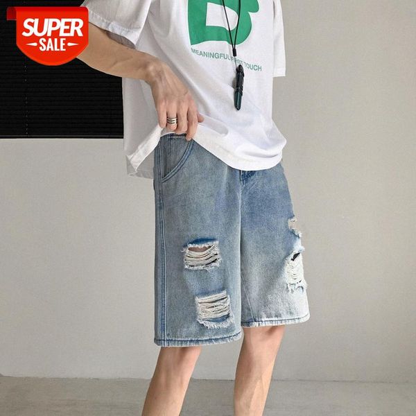 

yemi fashion|retro ripped denim shorts men's loose and versatile casual straight five-point pants #dj7b, Black