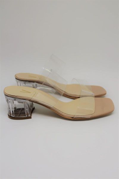 

slippers inner genuine leather thick heel transparent high-heeled, Black