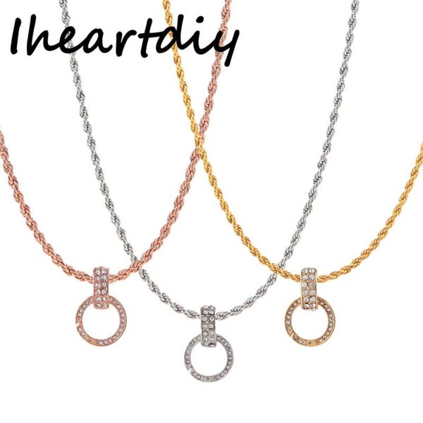 

pendant necklaces cz crystal clasp dangle with 80cm stainless steel soprano chain fit my coin holder frame, Silver