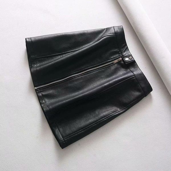 

skirts fashion women niu 38-1861 european and american candy color leather, Black