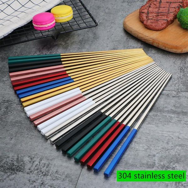

5pair 304 stainless steel chopsticks luxury gold chopsticks chinese style dinnerware reusable tableware baguette sticks sushi