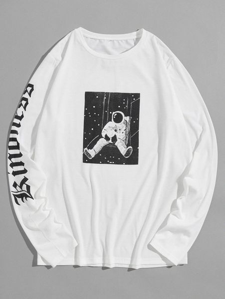 

men spaceman and letter graphic tee m8xl#, White;black