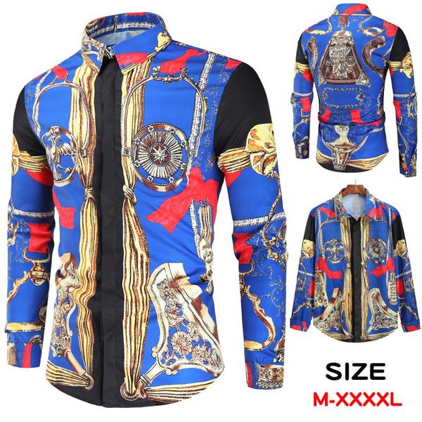 

men's casual shirts hawaiian style long sleeve print vacation plus size stand collar button loose shirt apparel comfort, White;black
