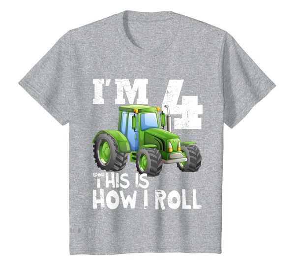 

kids kids farm tractor 4th birthday party shirt 4 years old, White;black
