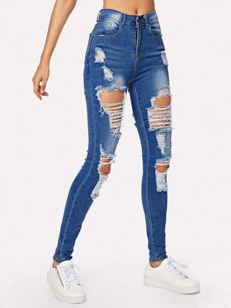 

stonewash distressed skinny jeans l3sx#, Blue
