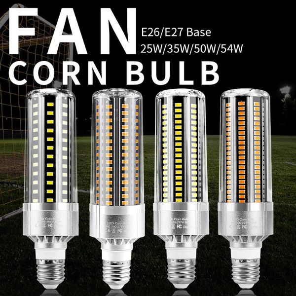 

bulbs led corn light e27 220v lamp 25w 35w 50w candle bulb 110v e26 aluminum fan high power no flicker lampara 5730
