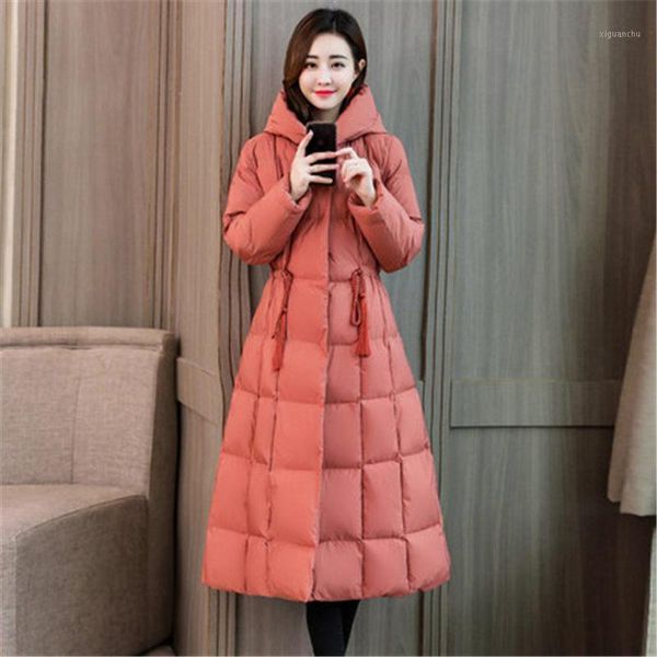 

2019 winter jacket female long parka cotton padded coat fashion hooded warm slim women's clothing elegant feminino casaco f16401, Black