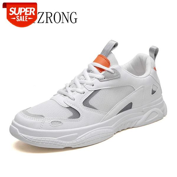 

2019 summer mesh breathable white casual shoes for men thick bottom man vulcanize shoes lace-up #jn5o