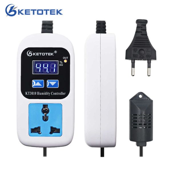 KT3010 Feuchtigkeitsregler Ausgang 110 V 220 V 10 A Direktausgang Hygrometer Feuchtigkeitskontrollschalter Feuchtigkeitssensor 0 ~ 99 % RH Blaue LED 210719