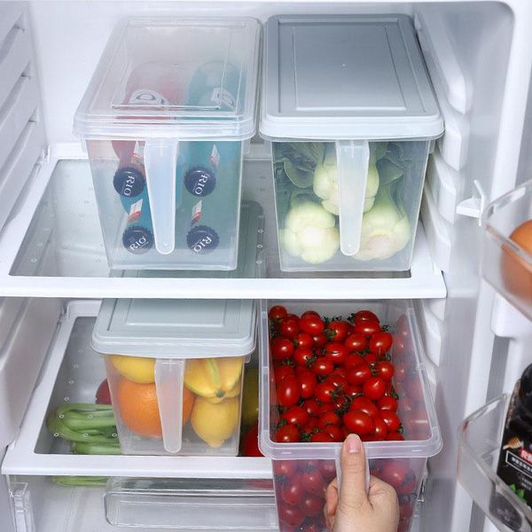 

sealed handle storage box kitchen storage organization rice dispenser containers plastic refrigerator fresh-keeping boxes
