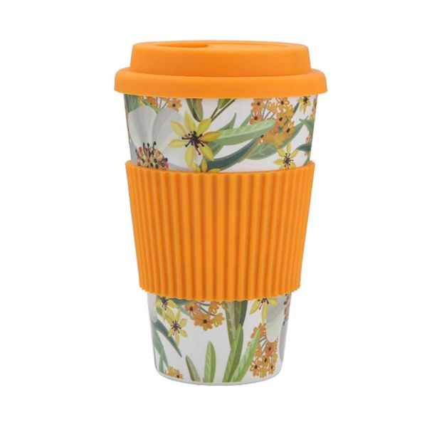 

mugs 400ml natural travel portable reusable lid gift milk cover with painting coffee mug bamboo fiber eco friendly anti scalding tea