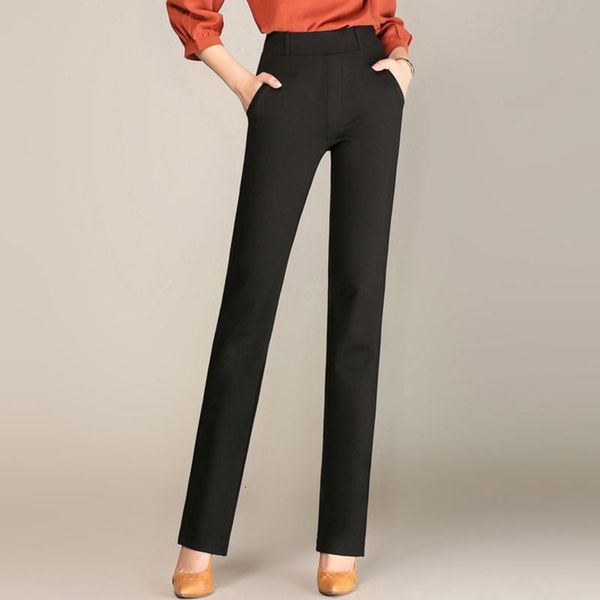 

2021 autumn formal straight office lady labor wear thin female new waist high pants long t366 a4uz, Black;white