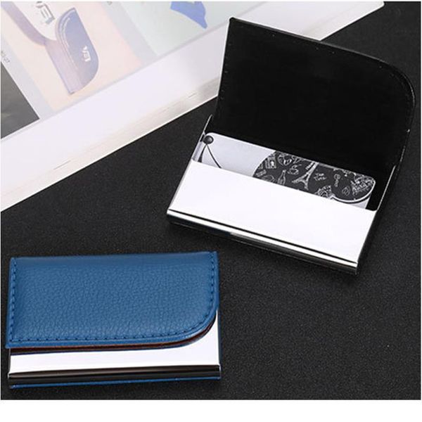 

bycobecy big capacity business id credit card holder name card wallet bank card package solid steel qylnyt
