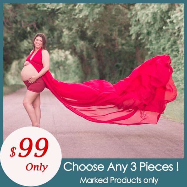 

maternity dresses clearance chiffon dress v-neck long sleeveless backless gown for pography props, White