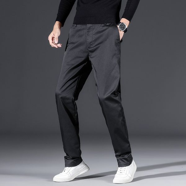 

new 2021 men's business casual autumn spring fashion classic style pants cotton straight khaki trousers male brand wqqj, Black