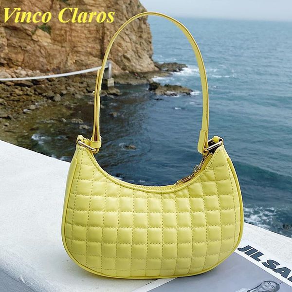 

shoulder bags fashion leather half moon for women 2021 plaid tote purses and handbags luxury designer sac a main brand