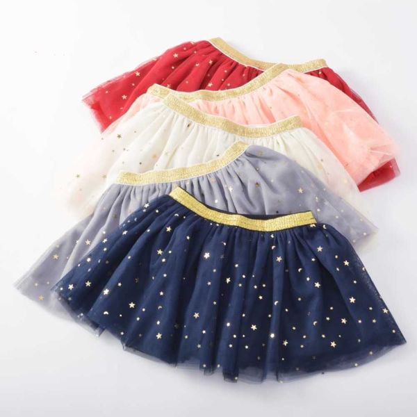 

spring summer kids tutu skirt sequin stars mesh ball gown girls skirts princess children girls baby clothes 7 colors 210713, Blue