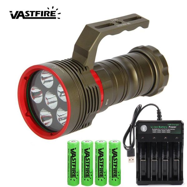 

flashlights torches 10000lm 6*xm-l2 led diving torch underwater 100m diver depth waterproof 18650 rechargeable battery white light