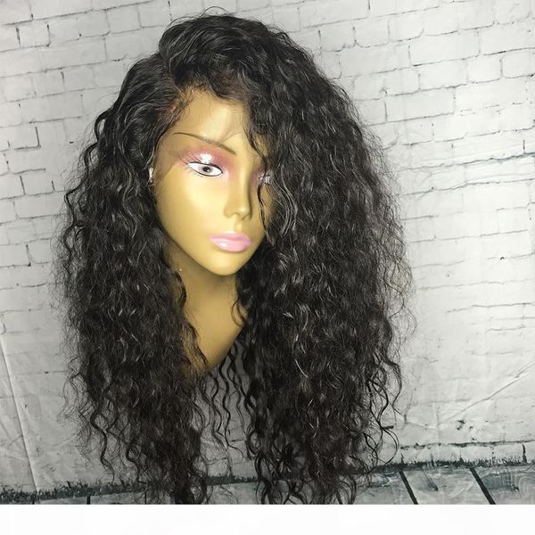

360 lace frontal human hair wigs for women black pre plucked full 250 density curly human hair wig brazilian lace wig, Black;brown