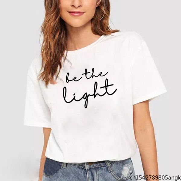 

women's t-shirt be the light print summer women o-neck short sleeve funny casual loose femme black white