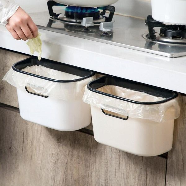 

waste bins kitchen wall-mounted trash can small household cabinet door hanging type bathroom plastic wastebasket