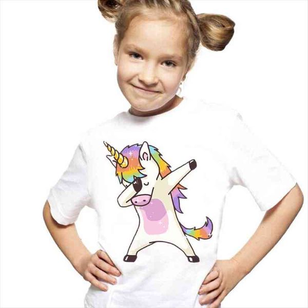 

arrival t shirt girl summer vintage aesthetics unicorn girls t shirt o-neck short sleeve toddler girls tee clothes teen, Blue