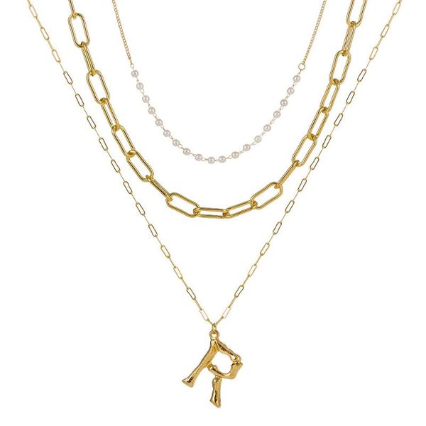 

pendant necklaces bohemian multi layered round natural pearl necklace trendy 26 letter geometric alloy for women christmas accessories, Silver