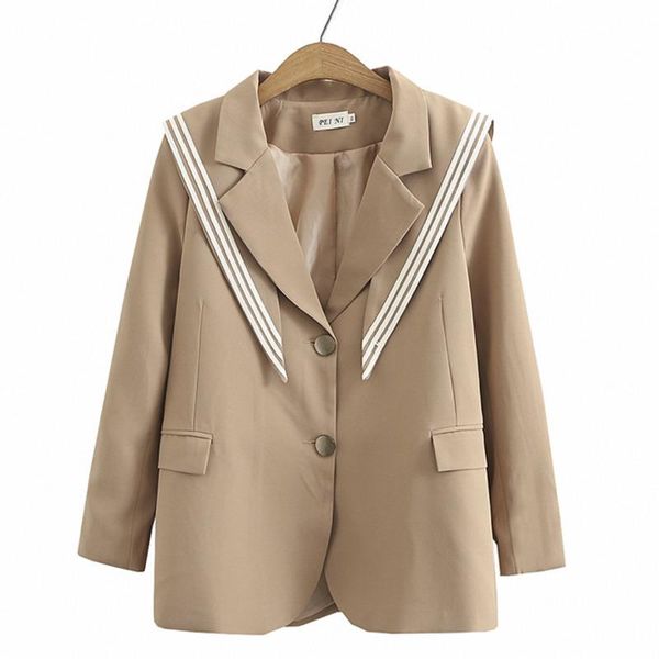 

women's suits & blazers [ewq] korea chic autumn casual trend women suit collar hit color single-breasted fashion loose long-sleeved bla, White;black