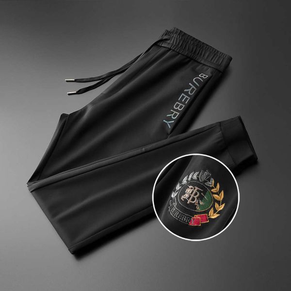 

light luxury autumn 2020 new embroidered design corset casual men's pants, Black